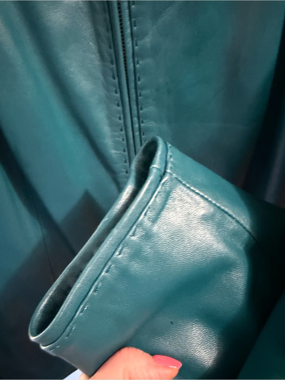 Preston & York Teal Leather jacket size 2X - Picture 8 of 12